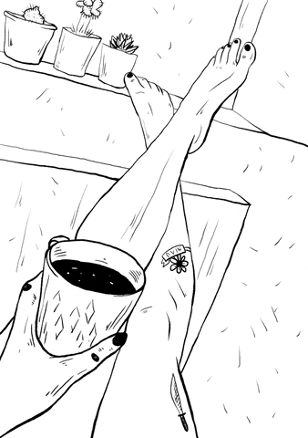 Swaying Legs Coffee Moving Sketch GIF