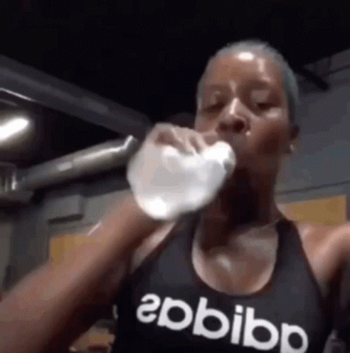 Sweating Meme Drinks Water Girl GIF