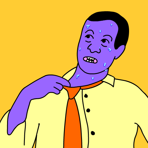 Sweaty Animated Man Pulling Shirt Collar GIF