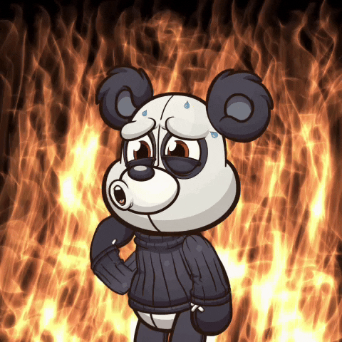 Sweaty Animated Panda Wearing Sweater GIF