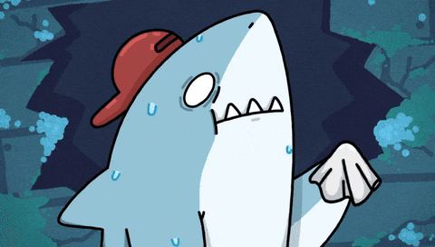Sweaty Animated Shark Wiping Sweat GIF