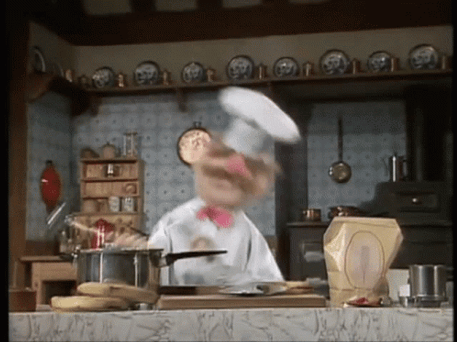 Swedish Chef Puppet Kitchen Mishap GIF