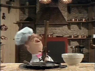 Swedish Chef Shooting Pan Cake GIF