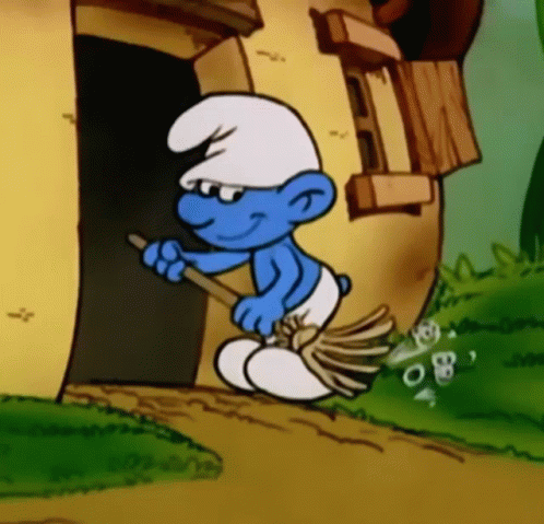 Clumsy Smurf Sweep The Ground GIF