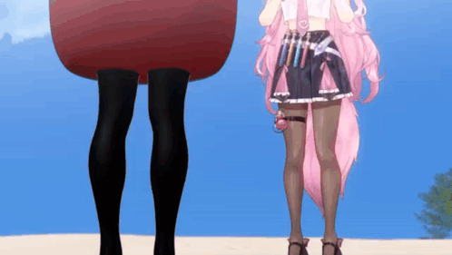 Sweep The Leg Virtual Girl With Pink Hair GIF