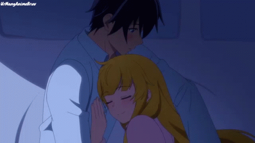 Sweet Couple Anime Cuddle GIF