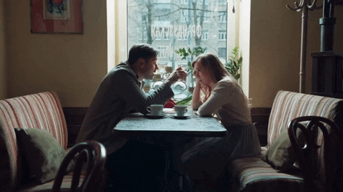 Sweet Couple In Cafe GIF