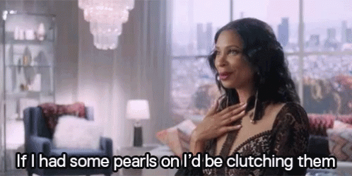 Sweet Demure Lady Clutch Pearls GIF