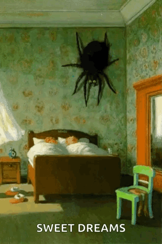 Sweet Dreams Scary Spider On The Wall GIF