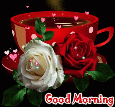 Rose And Coffee Sweet Good Morning GIF