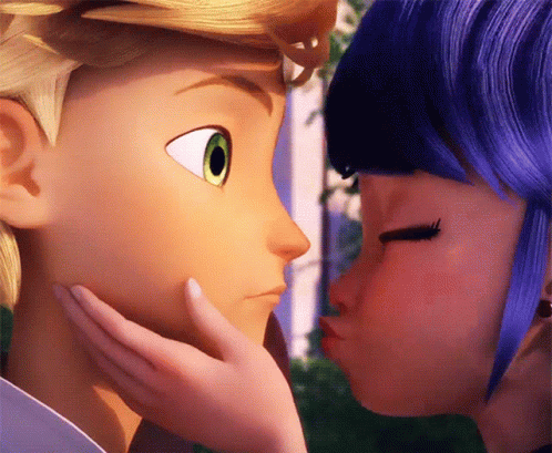 Sweet Marinette And Adrien Kissing GIF