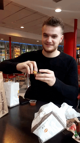 Sweet Surprise Man Grabs Nugget Meme GIF