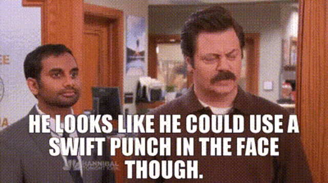 Swift Punch In The Face Ron Swanson Parks And Recreation GIF
