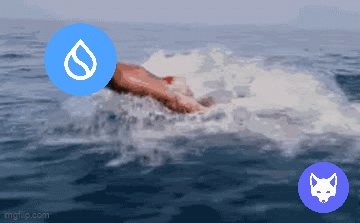 Swimmer With Blue Drop Circle And Blue Fox Circle GIF
