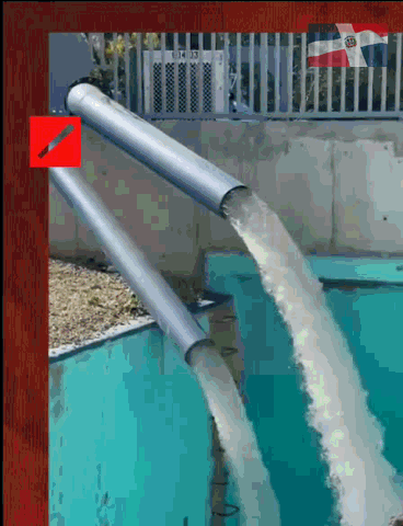 Swimming Pool With Two Pipes And Red Arrow GIF