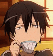 Sword Art Online Kirito Drinking GIF