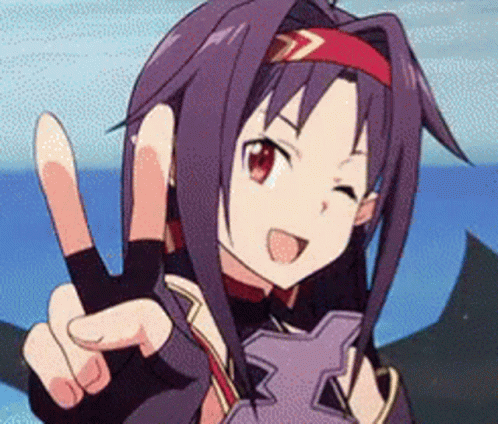 Sword Art Online Yuuki Peace Sign GIF
