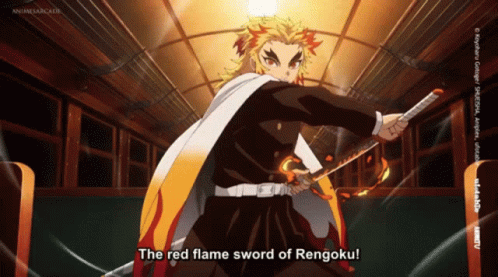 Sword Fighting Demon Slayer Rengoku GIF
