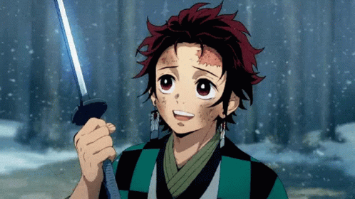 Sword Fighting Demon Slayer Tanjiro Snow GIF