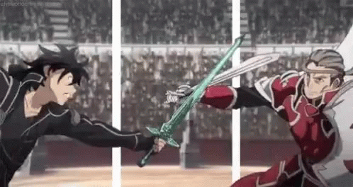 Sword Fighting Kirito Heath Cliff Akihiko Kayaba GIF
