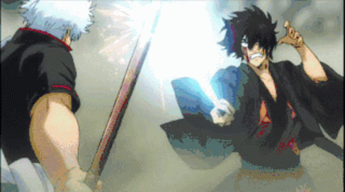 Sword Fighting Shinsuke Takasugi Gintoki Sakata GIF