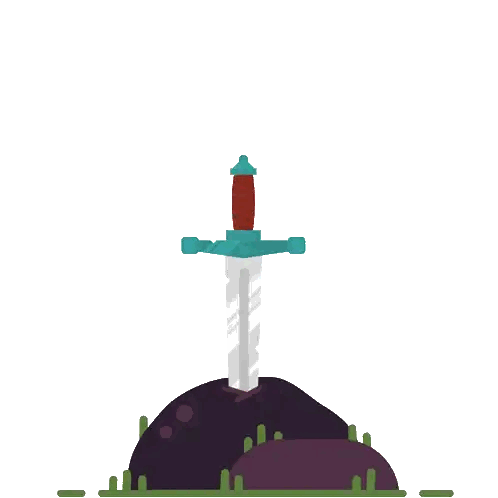 Sword with Blue Handle on Rock