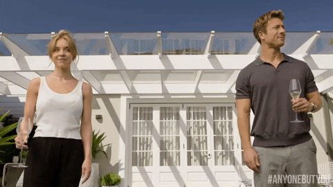 Sydney Sweeney Glen Powell Getting Drunk GIF