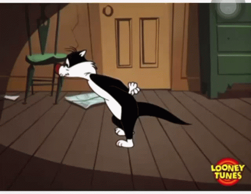 Sylvester Looney Tunes Cartoon on Wood Floor