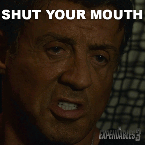 Sylvester Stallone Shut Your Mouth GIF