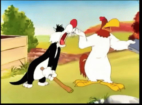 Sylvester The Cat Smashing Foghorn Leghorn GIF