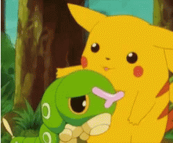 Sympathy Comfort Pikachu Caterpie GIF