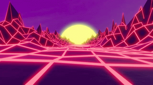 Synthwave Neon Scarlet Checkered Road GIF