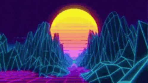 Synthwave Travels Mountain Roads GIF