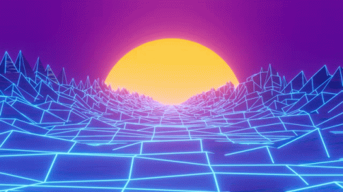 Wavy Blue Synthwave Rocks. GIF