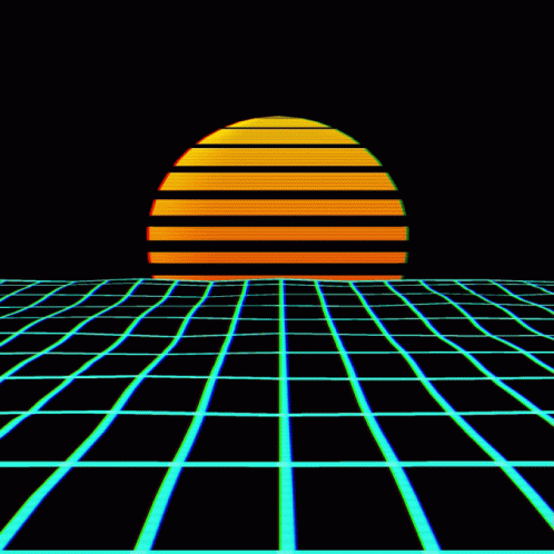 Synthwave 80s Lime Grid GIF