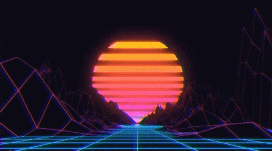 Synthwave Dark Night Mountainside GIF
