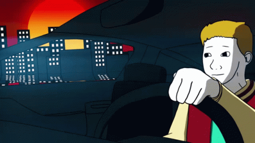 Synthwave Hotline Miami Doomer Driving GIF