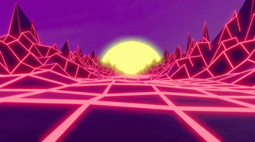 Synthwave Neon Scarlet Checkered Road GIF