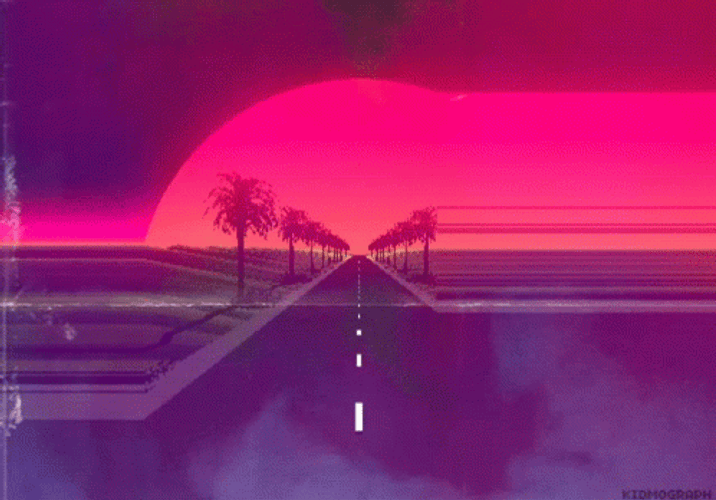Synthwave Retro Road Ruby Sky GIF