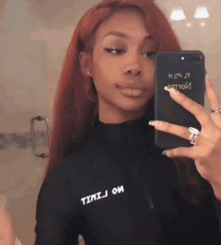 Sza Ginger Hair Selfie Mirror Check GIF