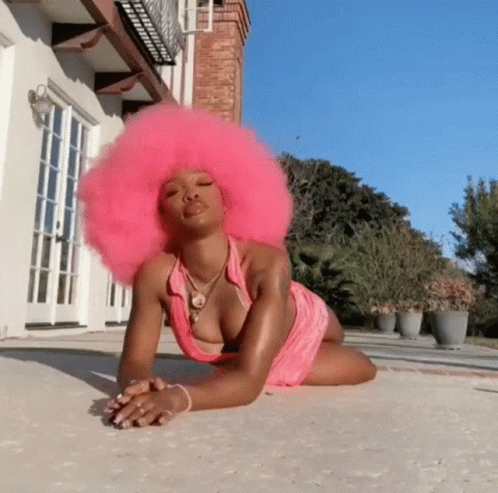 Sza Photo Shoot Pink Afro Hair GIF
