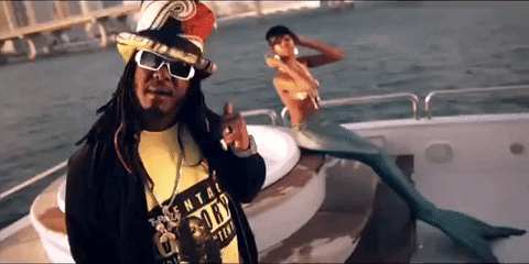T Pain On Yacht With Mermaid GIF