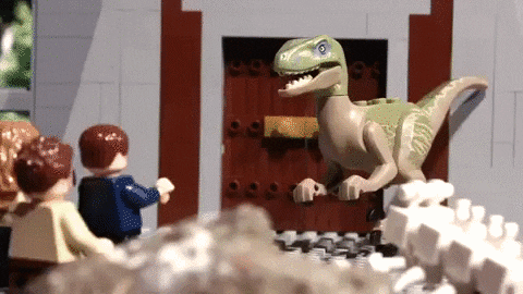 T-rex Jurassic Park Lego GIF