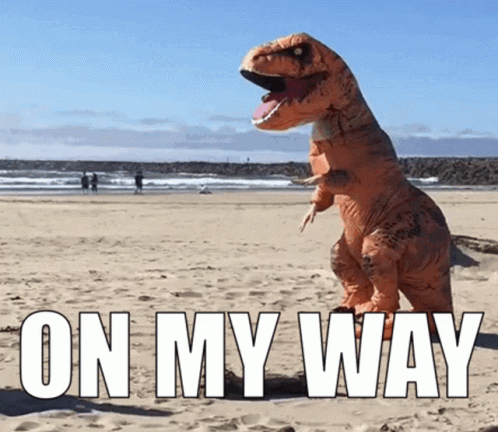 T-Rex on Beach On My Way