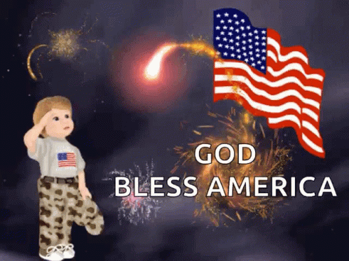 God Bless America Salute Fireworks Display GIF