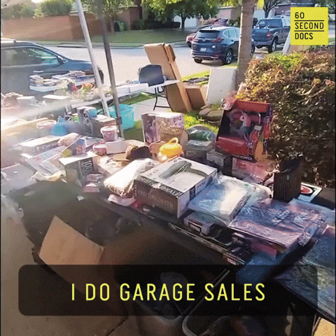 Tables Filled With Items Garage Sale GIF