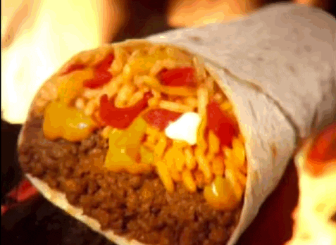Taco Bell Burrito On Fire GIF