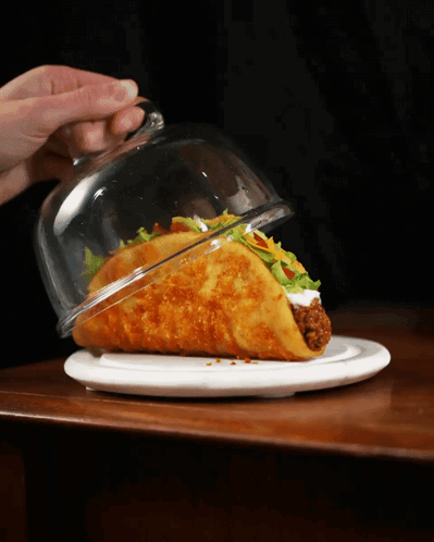 Taco on Plate with Glass Dome