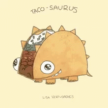 Taco Saurus Cartoon Drawing By Lisa Vertuoches GIF