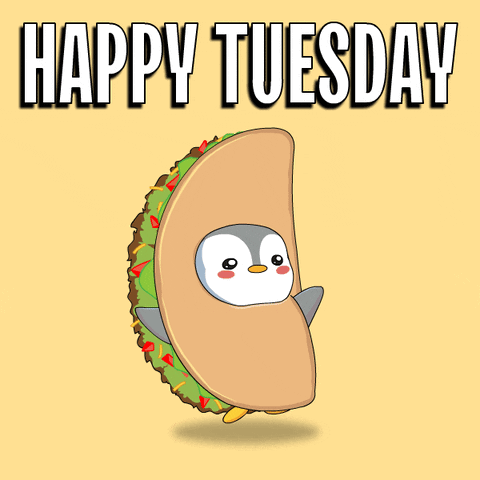 Taco With Penguin Inside Saying Happy Tuesday
